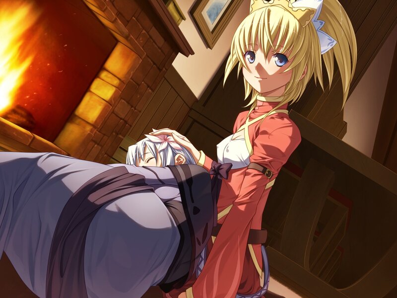 Blonde Girl Holding Silver-haired Person