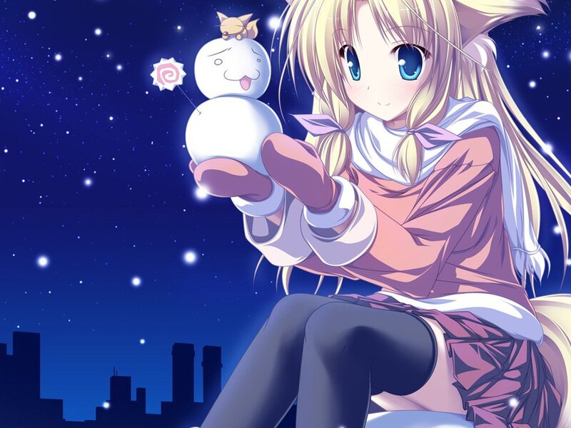 Blonde Girl Holding Snowman