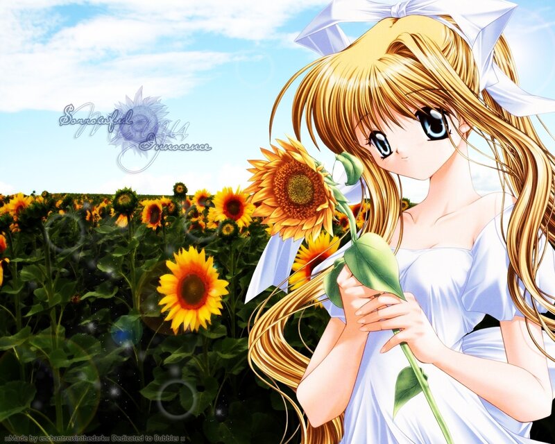 Blonde Girl Holding Sunflower — Yellow