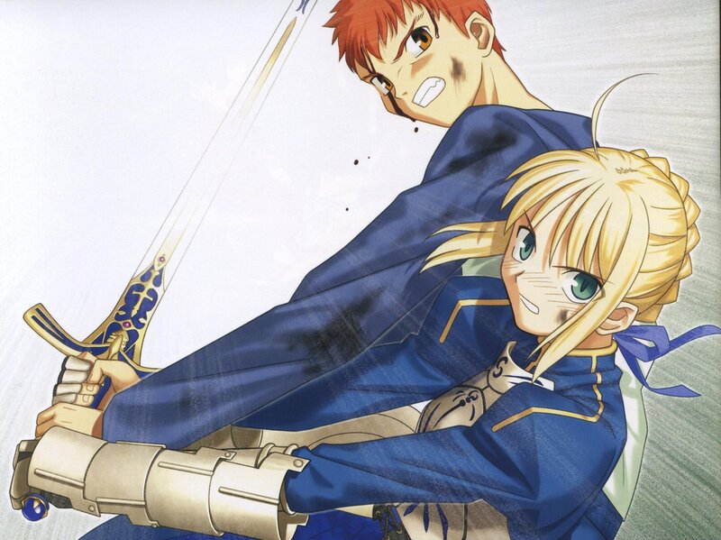 Blonde Girl Holding Sword — Blue, Dramatic, Anime