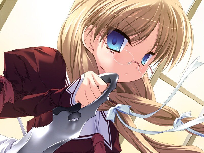 Blonde Girl Holding Sword — Brown