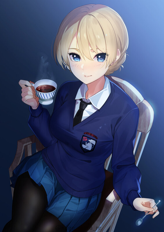 Blonde Girl Holding Tea