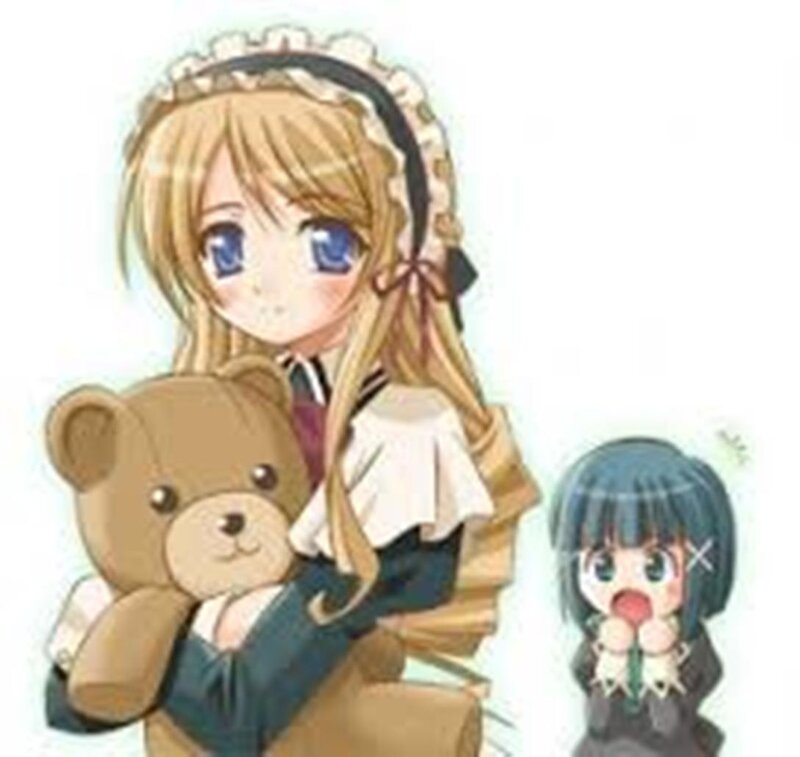 Blonde Girl Holding Teddy Bear — Blue, Calm