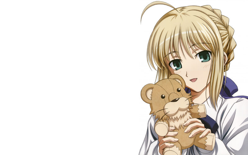 Blonde Girl Holding Teddy Bear — Calm, Anime