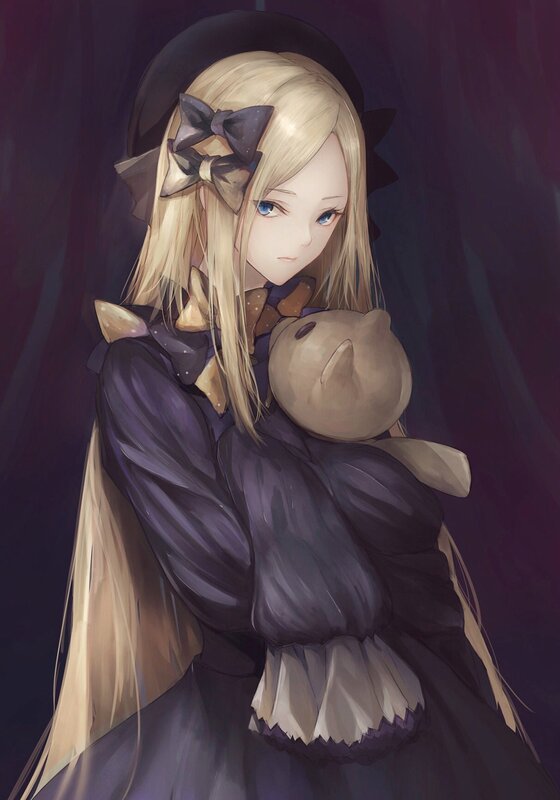 Blonde Girl Holding Teddy Bear — Purple