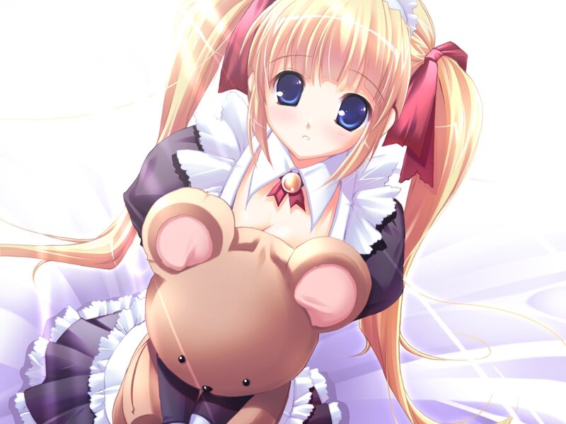 Blonde Girl Holding Teddy Bear — White, Innocent