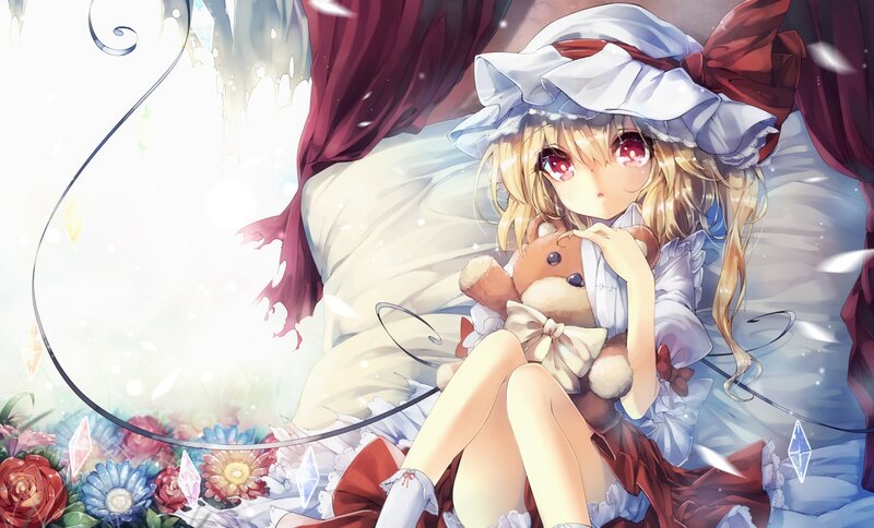 Blonde Girl Holding Teddy Bear — White, Serene