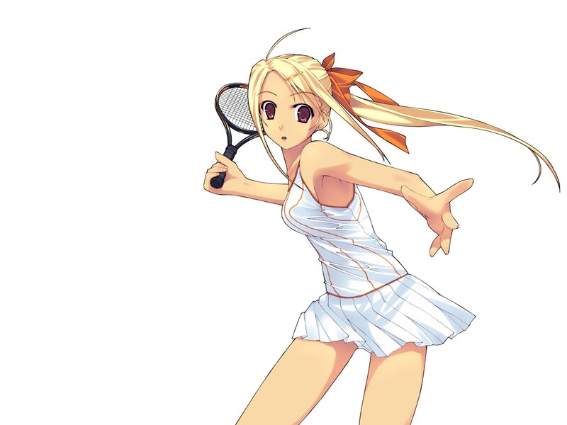 Blonde Girl Holding Tennis Racket