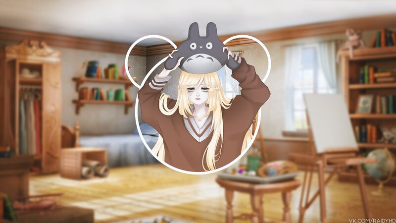 Blonde Girl Holding Totoro