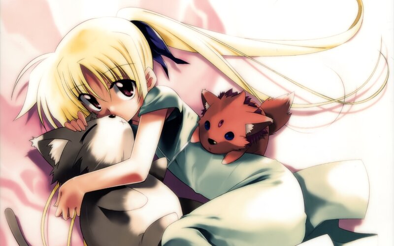 Blonde Girl Hugging Animals