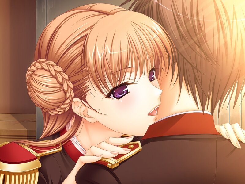 Blonde Girl Hugging Boy — Brown, Intimate