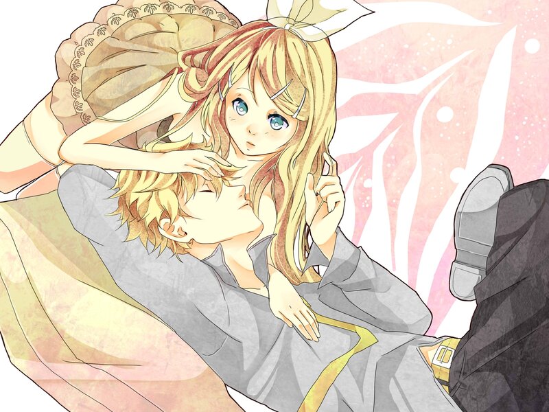 Blonde Girl Hugging Boy — Pink, Calm