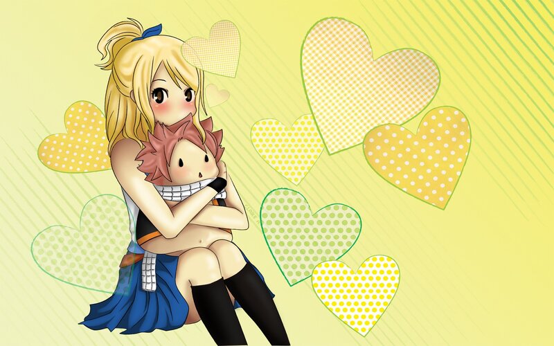 Blonde Girl Hugging Boy — Yellow, Cheerful
