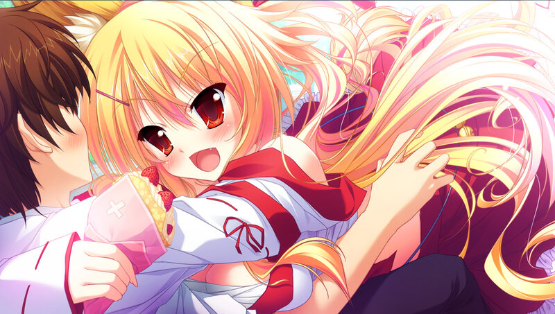 Blonde Girl Hugging Boy — Yellow, Happy