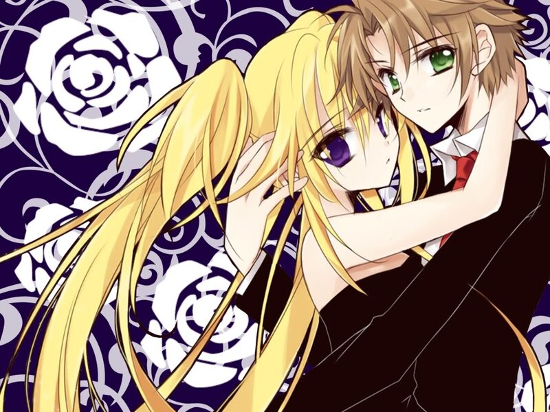 Blonde Girl Hugging Boy — Yellow, Intimate