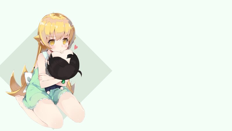 Blonde Girl Hugging Cat — White