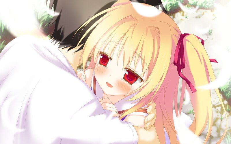 Blonde Girl Hugging Person