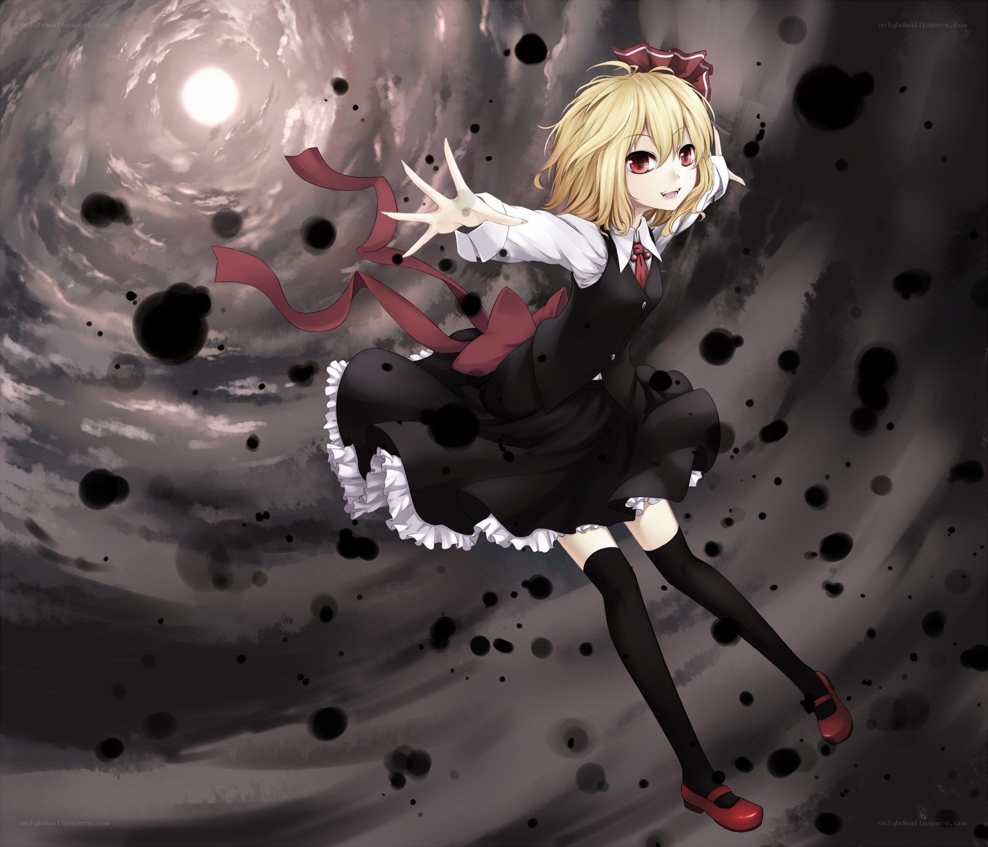 blonde girl in a dark vortex