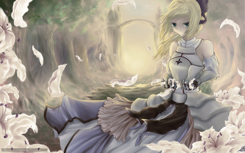 Blonde girl in a forest
