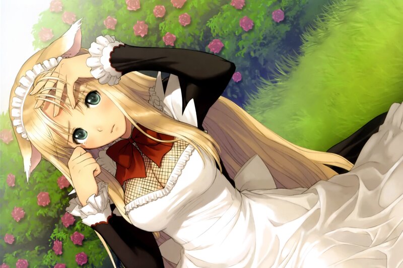 blonde girl in a garden