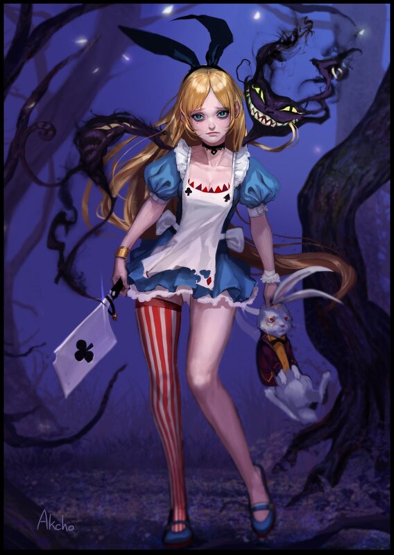 Blonde Girl in Alice Costume — Purple