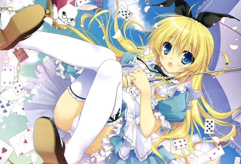 blonde girl in alice costume