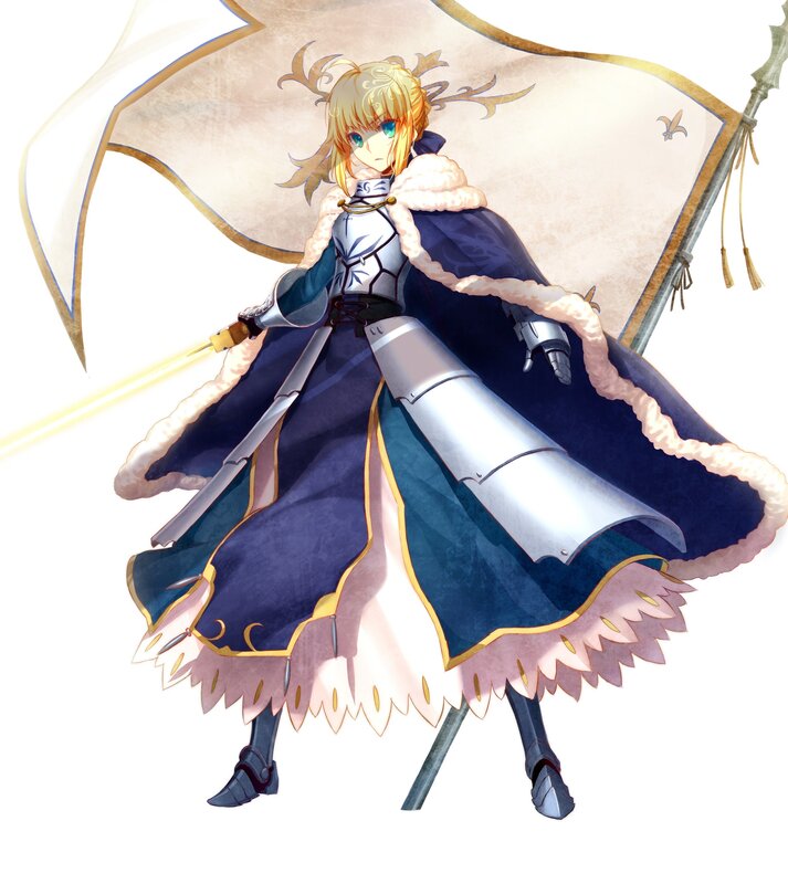 Blonde Girl in Armor — Blue, Dramatic, Anime, Sword