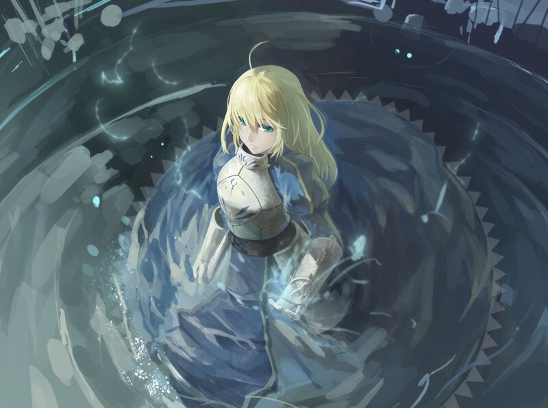 Blonde Girl in Armor — Blue, Dramatic, Anime
