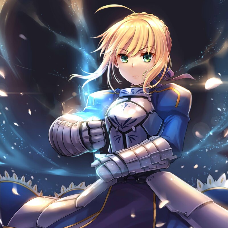 Blonde Girl in Armor — Blue, Dramatic, Night, Anime