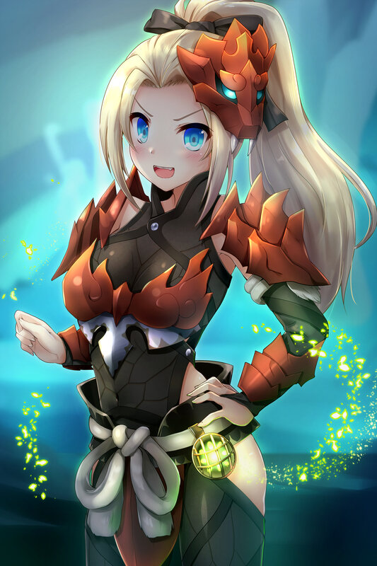 Blonde Girl in Armor — Blue, Energetic