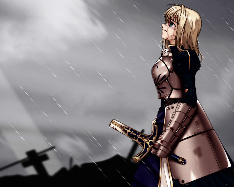 Blonde Girl in Armor — Gray