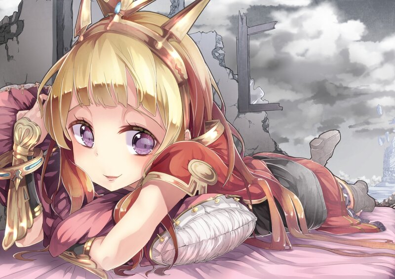 Blonde Girl in Armor — Pink, Dramatic, Anime