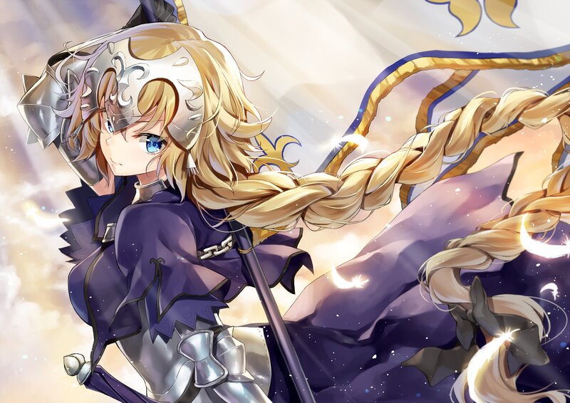 Blonde Girl in Armor — Purple, Dramatic, Anime, Sword