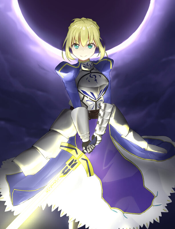 Blonde Girl in Armor — Purple, Dramatic, Night