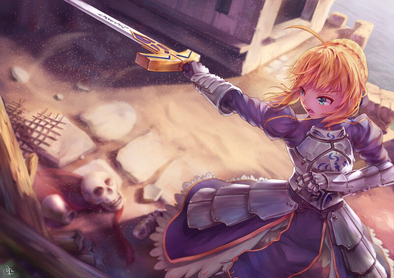 Blonde Girl in Armor — Purple