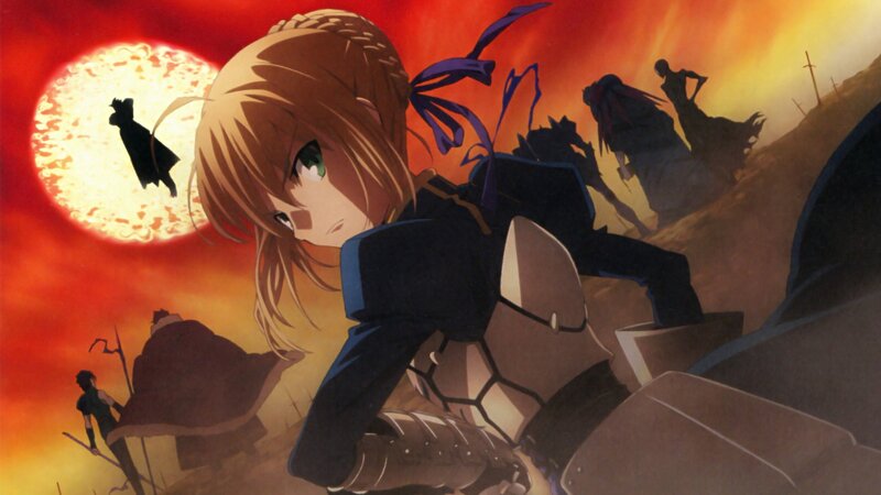 Blonde Girl in Armor — Red, Dramatic, Sunset