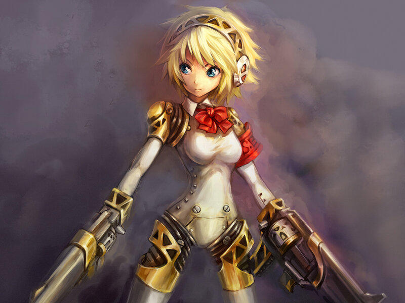 Blonde Girl in Armor — White, Dramatic
