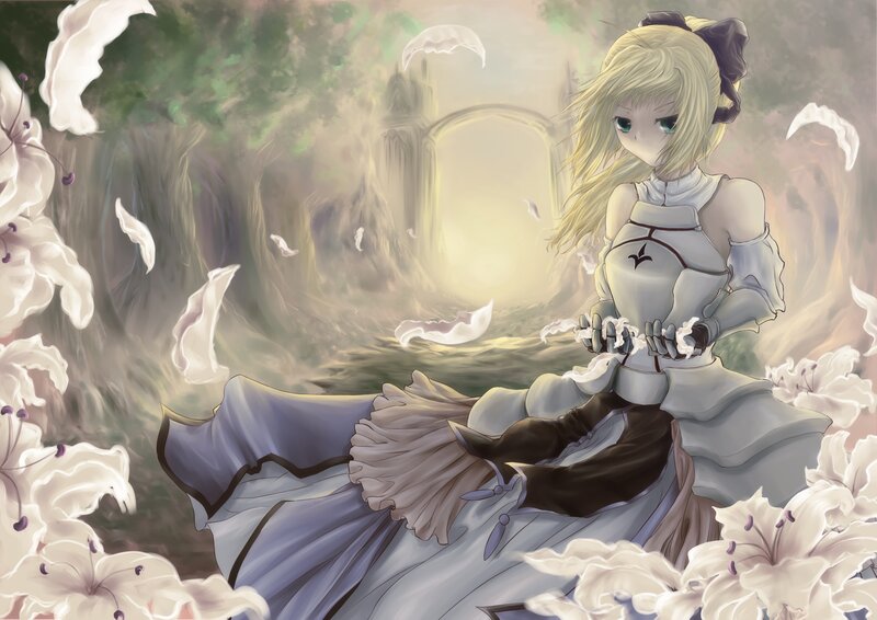 Blonde Girl in Armor — White, Serene