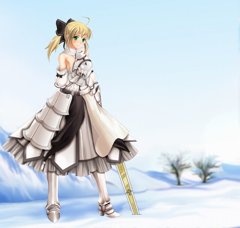 Blonde Girl in Armor — White, Serene, Winter