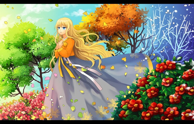 Blonde Girl in Autumn — Green
