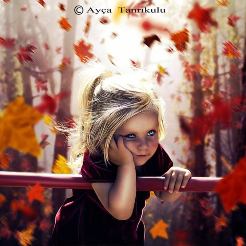 Blonde Girl in Autumn — Red