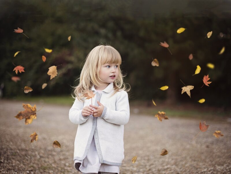 Blonde Girl in Autumn — White