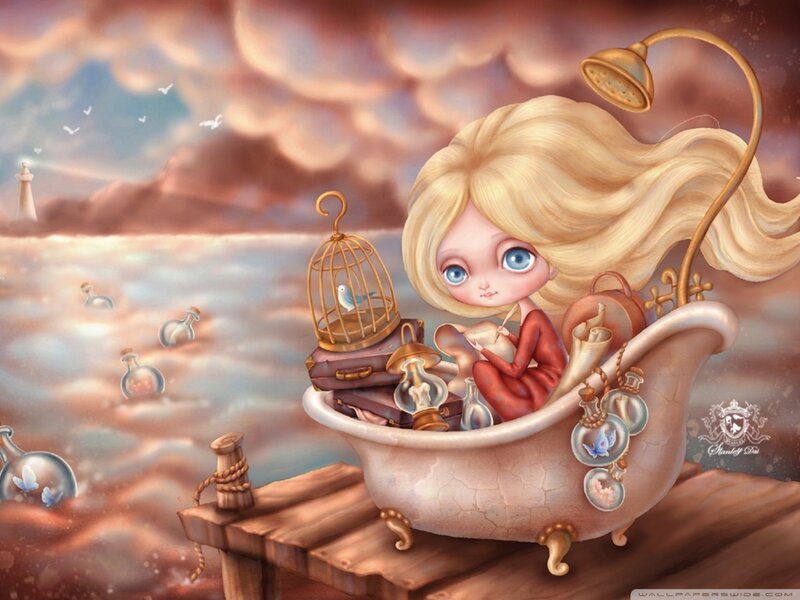Blonde Girl in Bathtub