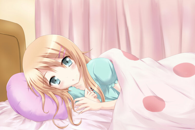 Blonde Girl in Bed — Pink, Calm