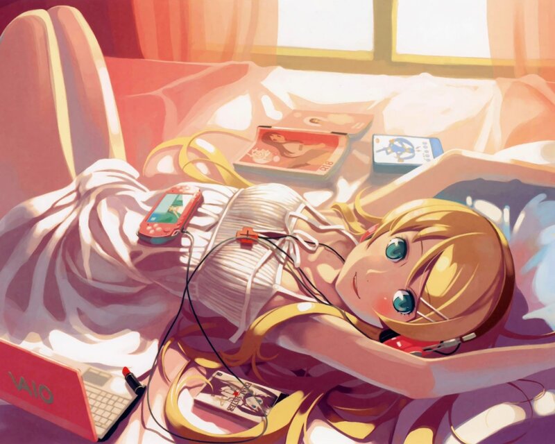 Blonde Girl in Bed — Pink, Relaxed