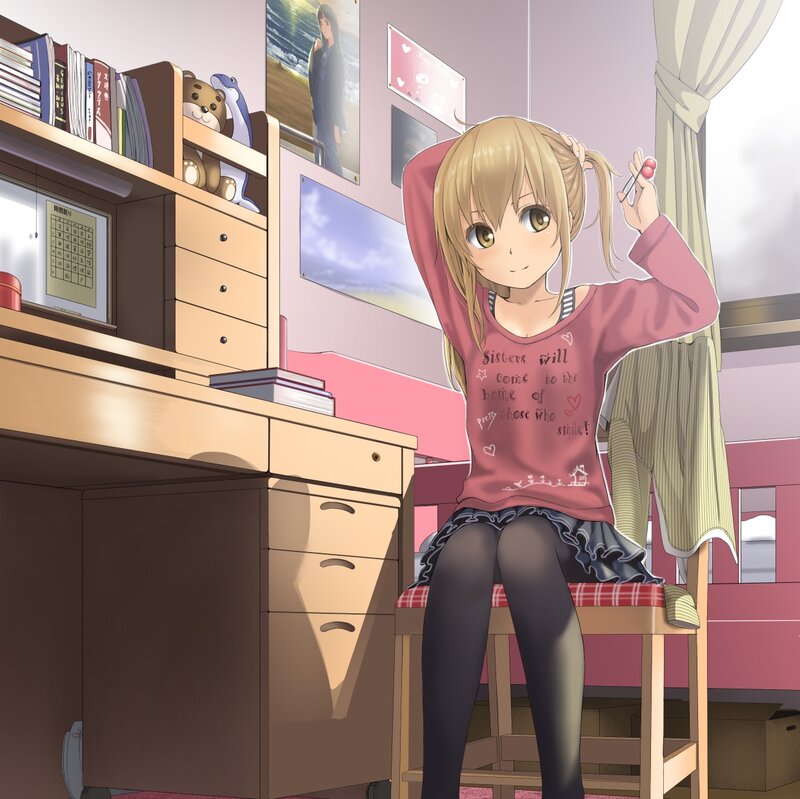 Blonde Girl in Bedroom — Pink