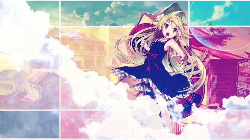 Blonde Girl in Black Dress — Blue, Dramatic, Afternoon