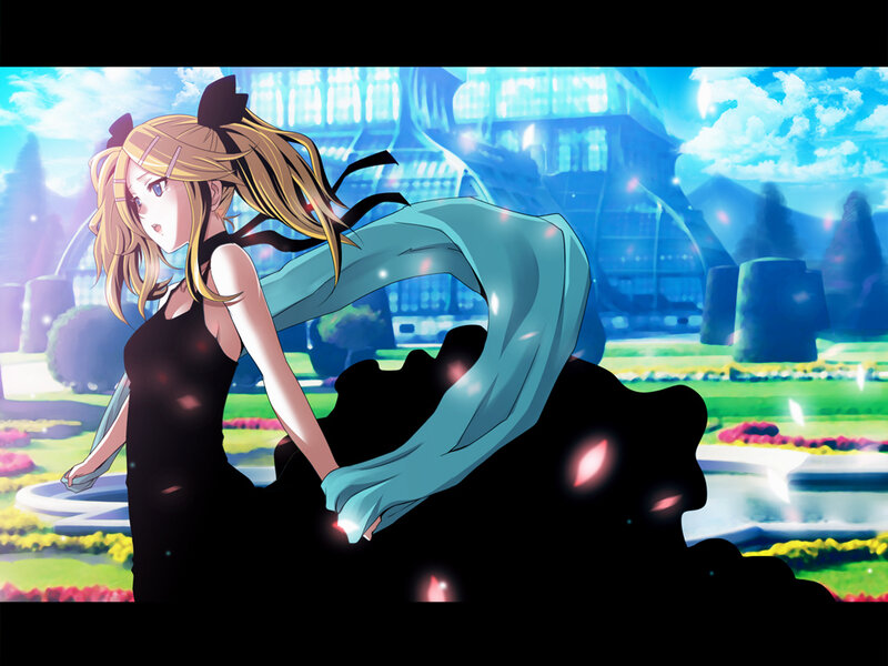 Blonde Girl in Black Dress — Blue, Dramatic
