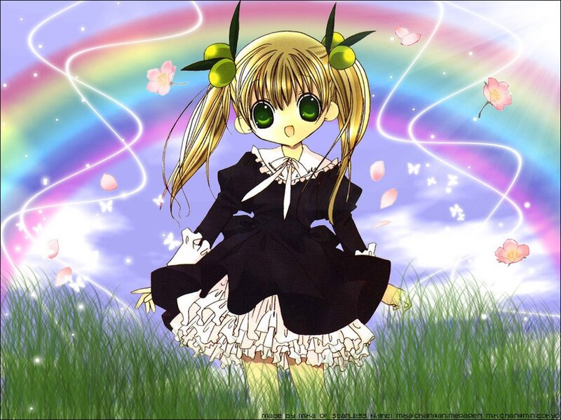 Blonde Girl in Black Dress — Green