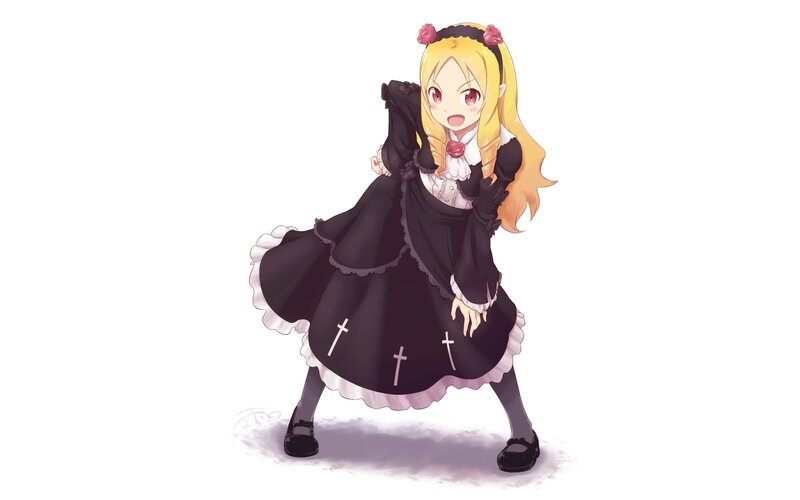 Blonde Girl in Black Dress — Playful